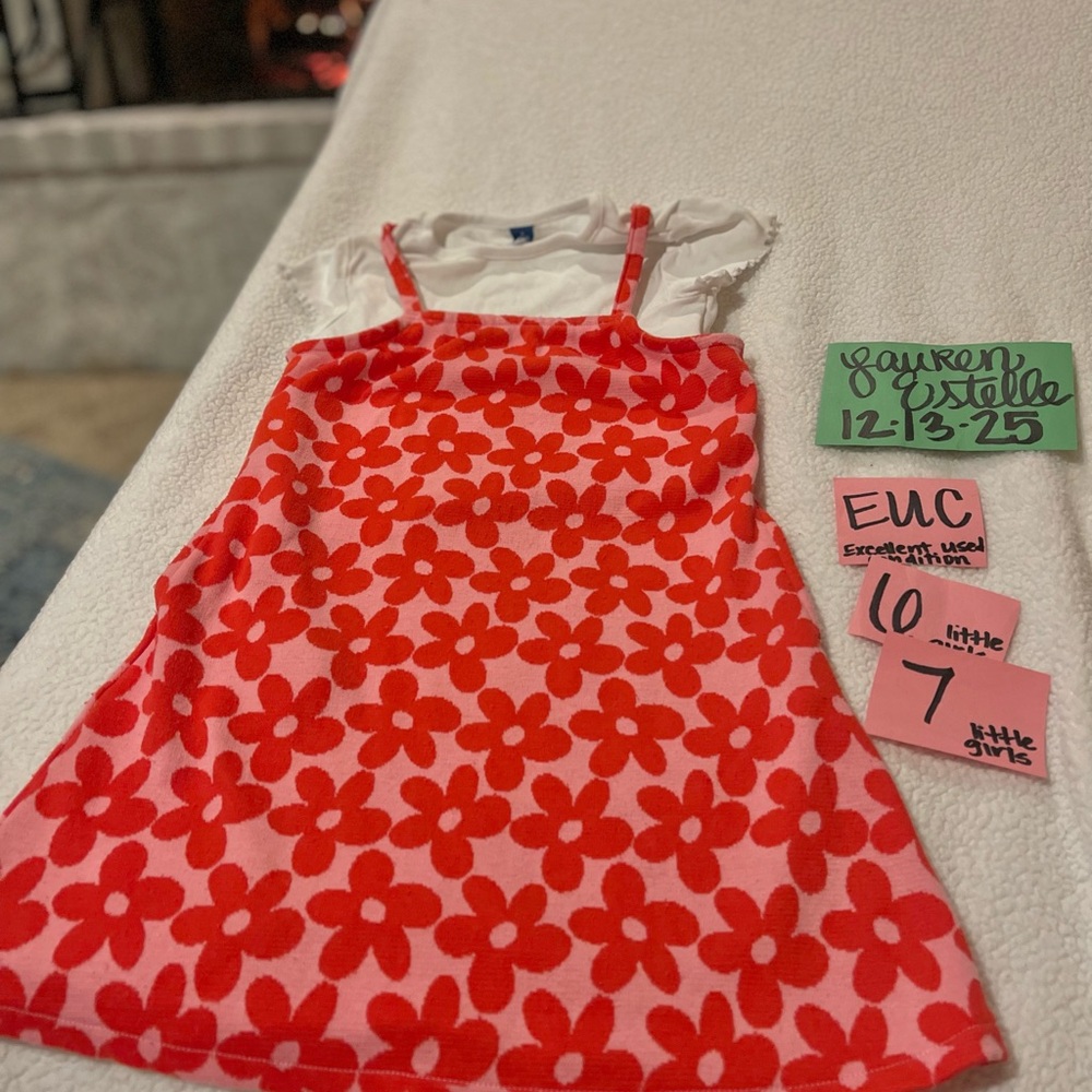 Old Navy Red and White Floral Kids Dress